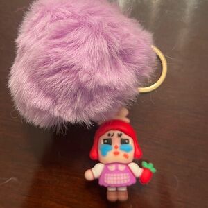 Lavender Fluffy Keychain with CryBaby Doll Charm new